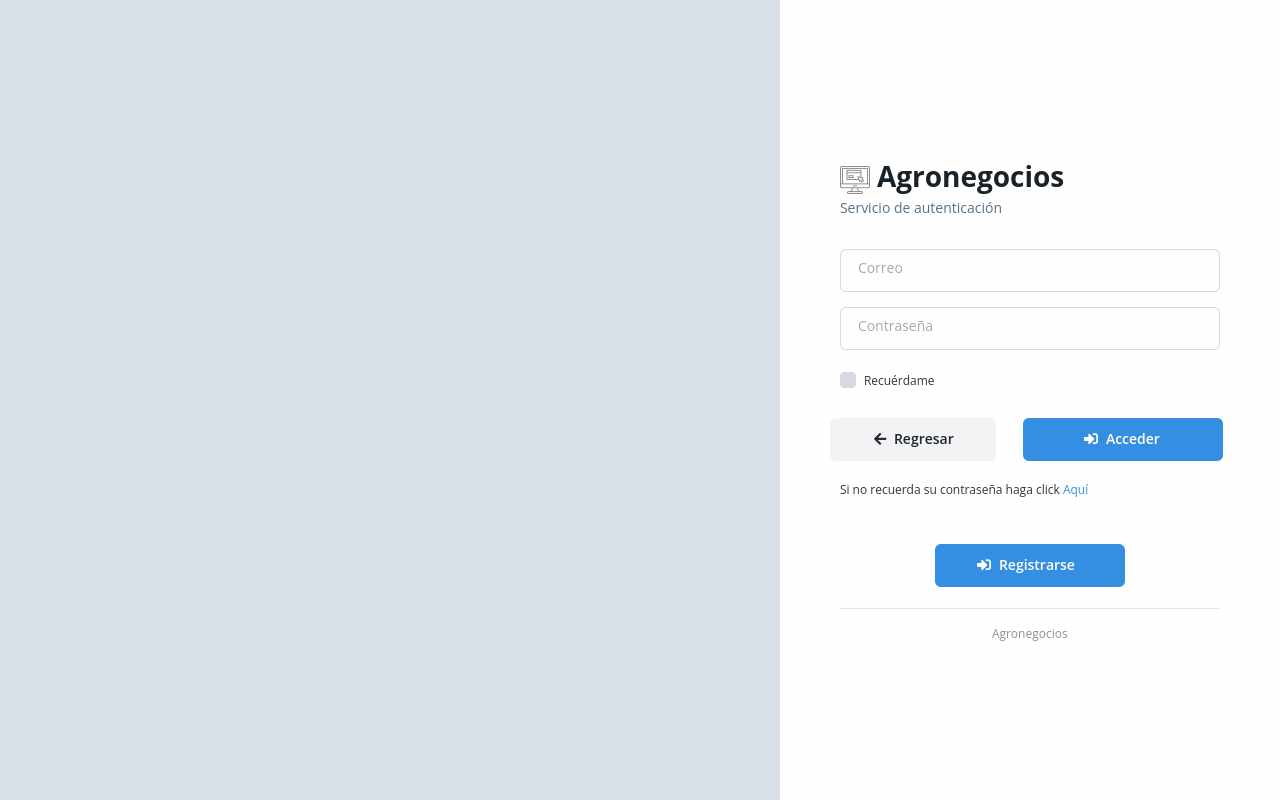 Pantalla de agronegocios.ventanillaunicavirtualquindio.gov.co