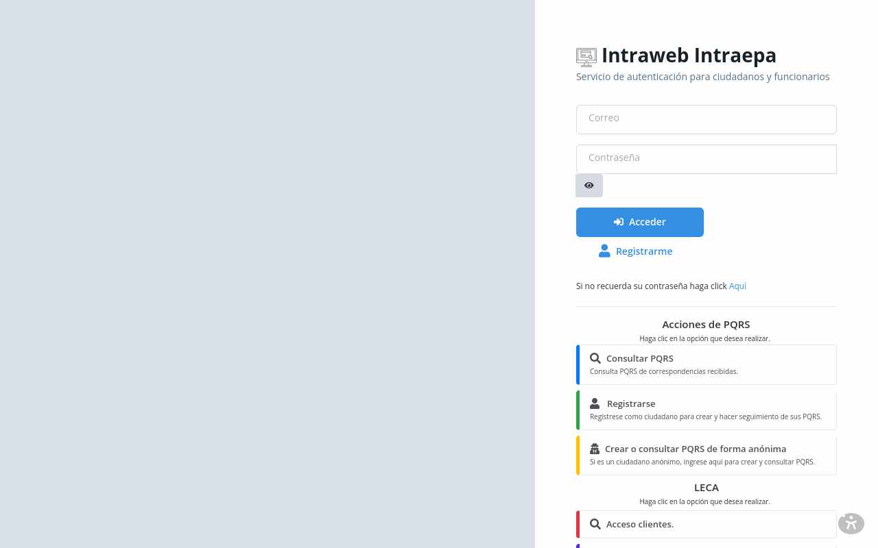 Pantalla de intraepa.gov.co