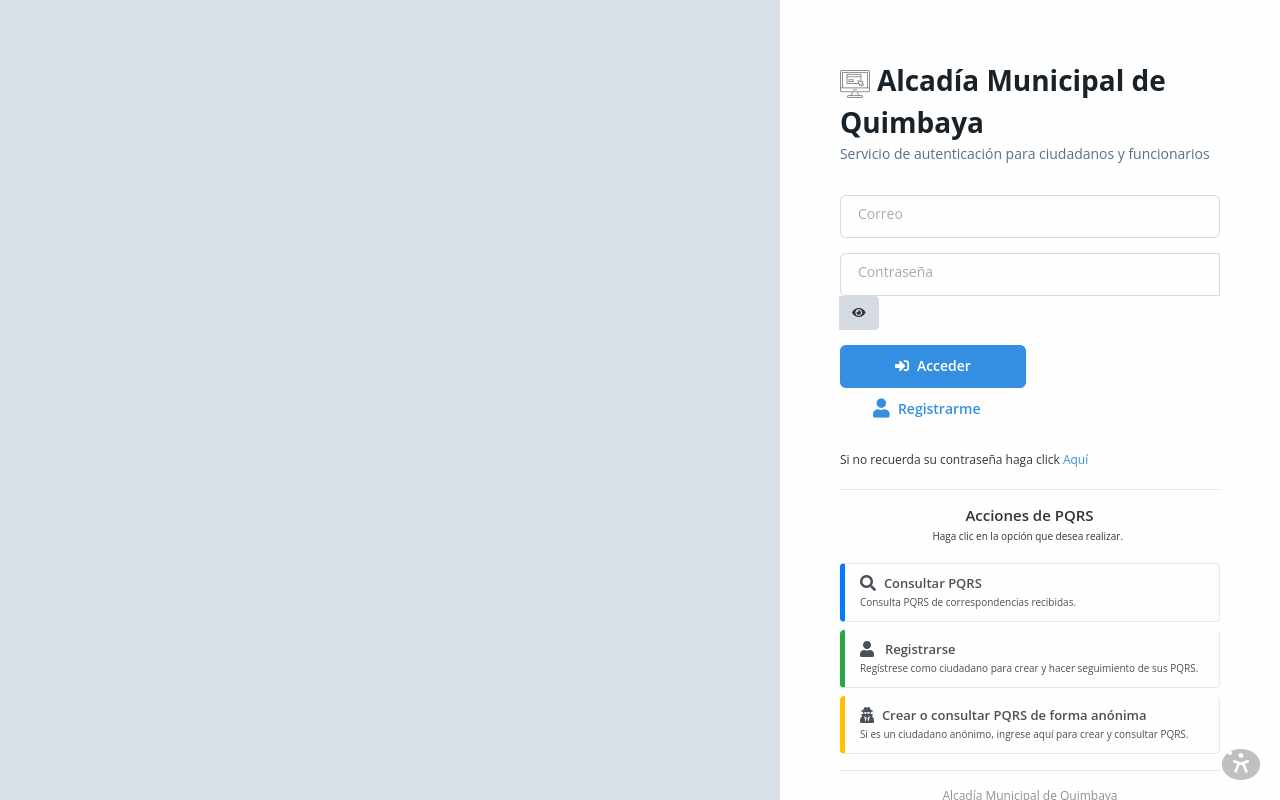 Pantalla de ventanillaunicavirtualquimbaya.gov.co